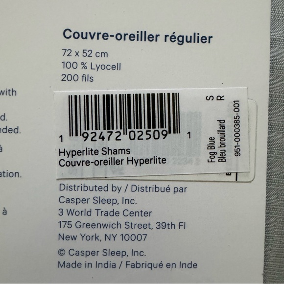 Casper Hyperlite Shams Tencel Cooling Standard Shams Pillowcases Light Blue Gray - Picture 5 of 6